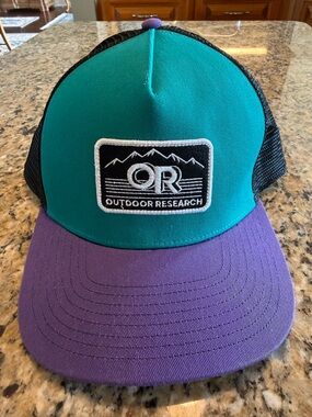 Outdoor Research Teal and Purple Mesh Trucker Hat